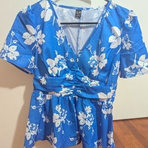 Floral Blue Women's Top